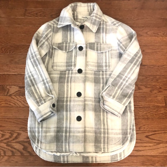 Sebby Jackets & Blazers - Womens Plaid Shirt Jacket
